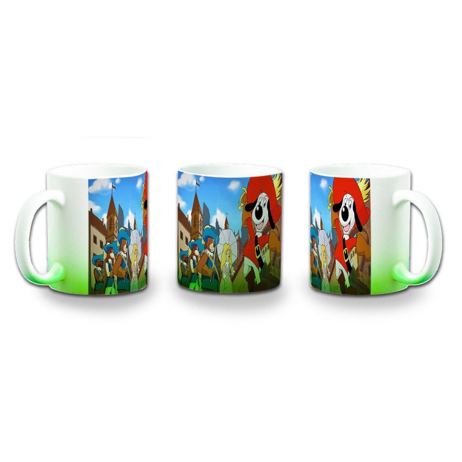 Taza con degradado Dartañan mosqueteros espadachin dibujos julieta color personalizada
