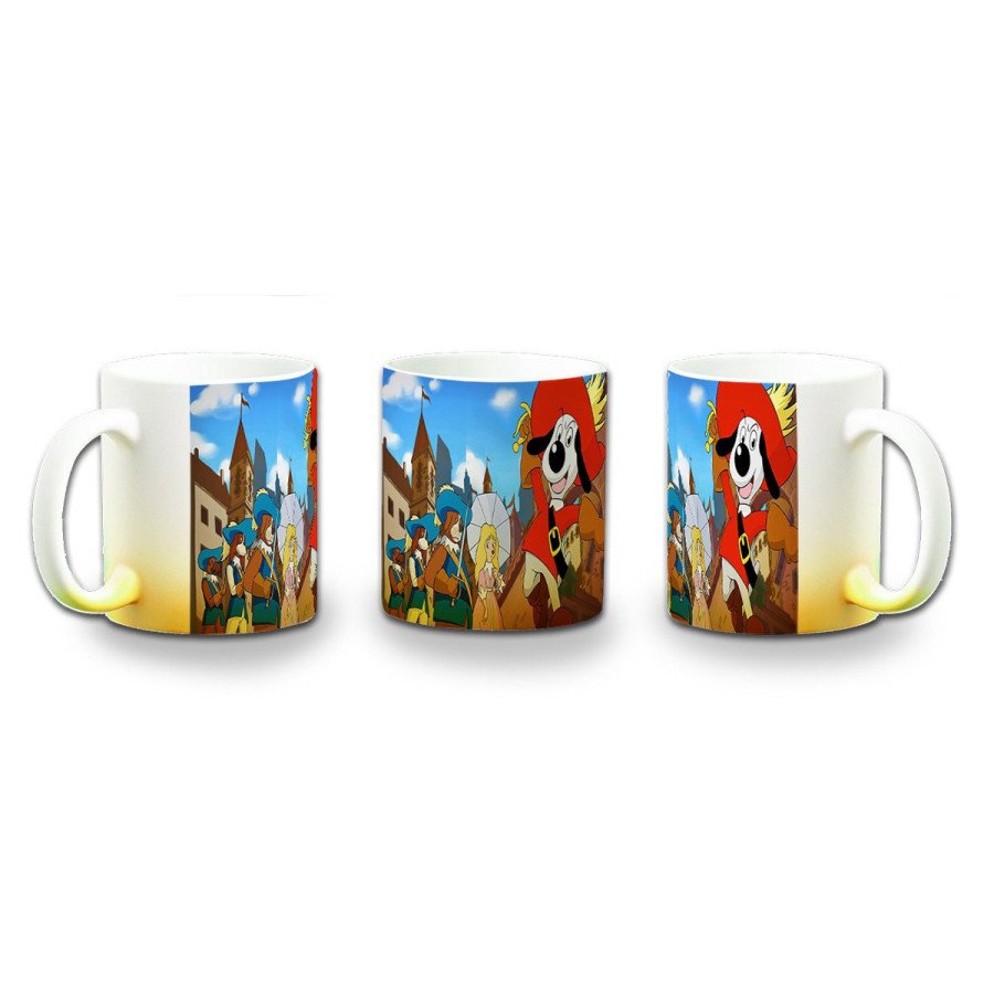 Taza con degradado Dartañan mosqueteros espadachin dibujos julieta color personalizada