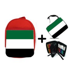 Pack Mochila Roja y Estuche bandera de extremadura españa comunidad autonoma material escolar