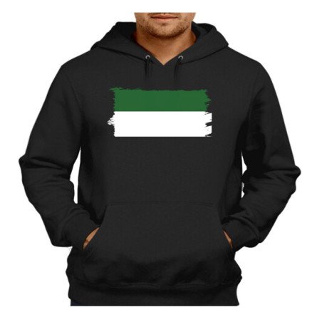 SUDADERA NEGRA con CAPUCHA bandera de extremadura españa comunidad autonoma adulto poliester algodón personalizada