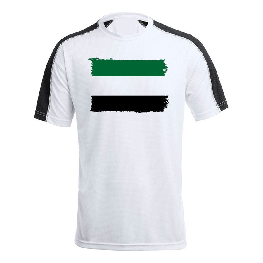 CAMISETA técnica franja mangas NEGRA bandera de extremadura españa comunidad autonoma personalizada
