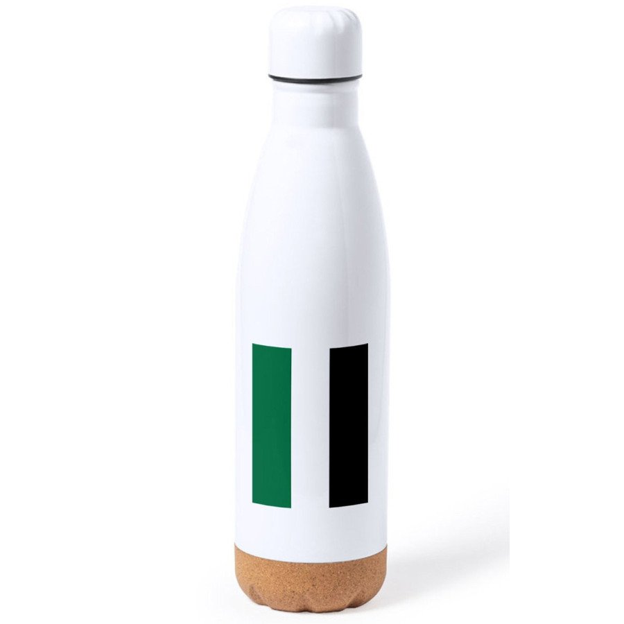 Bidón 750 ml acero inoxidable adorno de corcho bandera de extremadura españa comunidad autonoma tapon botella