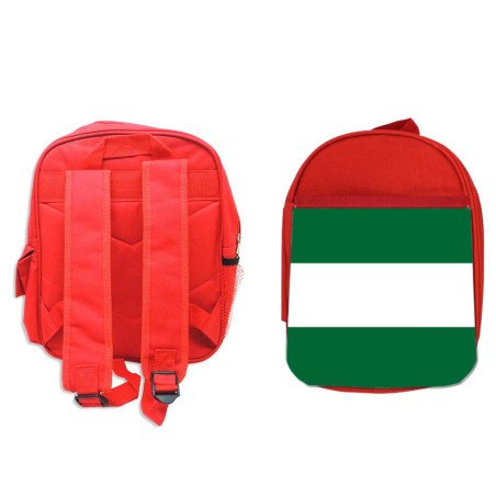 Pack Mochila Roja y Estuche bandera de andalucia españa comunidad autonoma material escolar