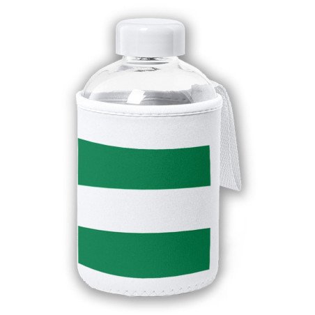 Bidón cristal con Funda soft shell bandera de andalucia españa comunidad autonoma tapon seguridad botella