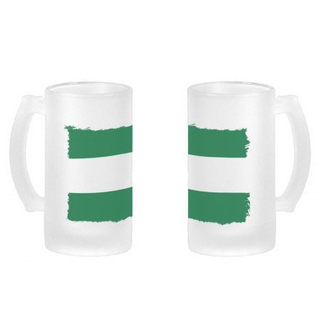 Jarra cerveza cristal bandera de andalucia españa comunidad autonoma esmerilada esmerilado 500ml