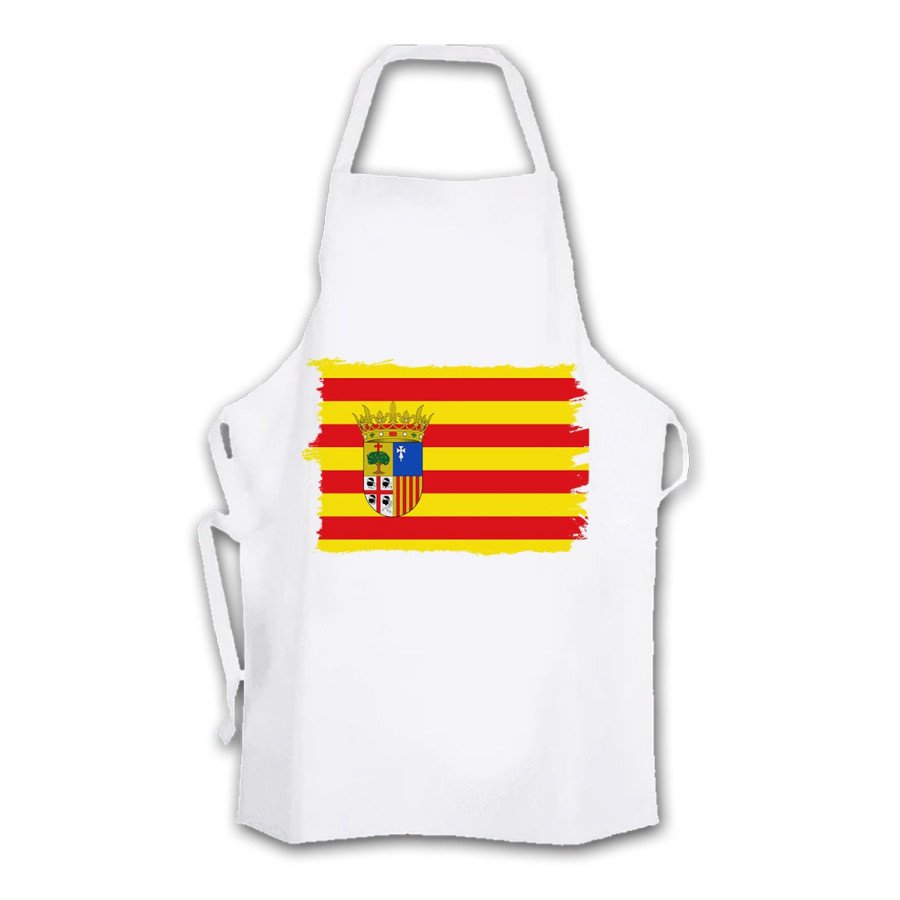 Delantal talla adulto bandera de aragon españa comunidad autonoma cocina personalizado