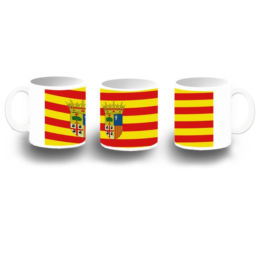 Taza fotoluminiscente bandera de aragon españa comunidad autonoma BRILLA OSCURIDAD
