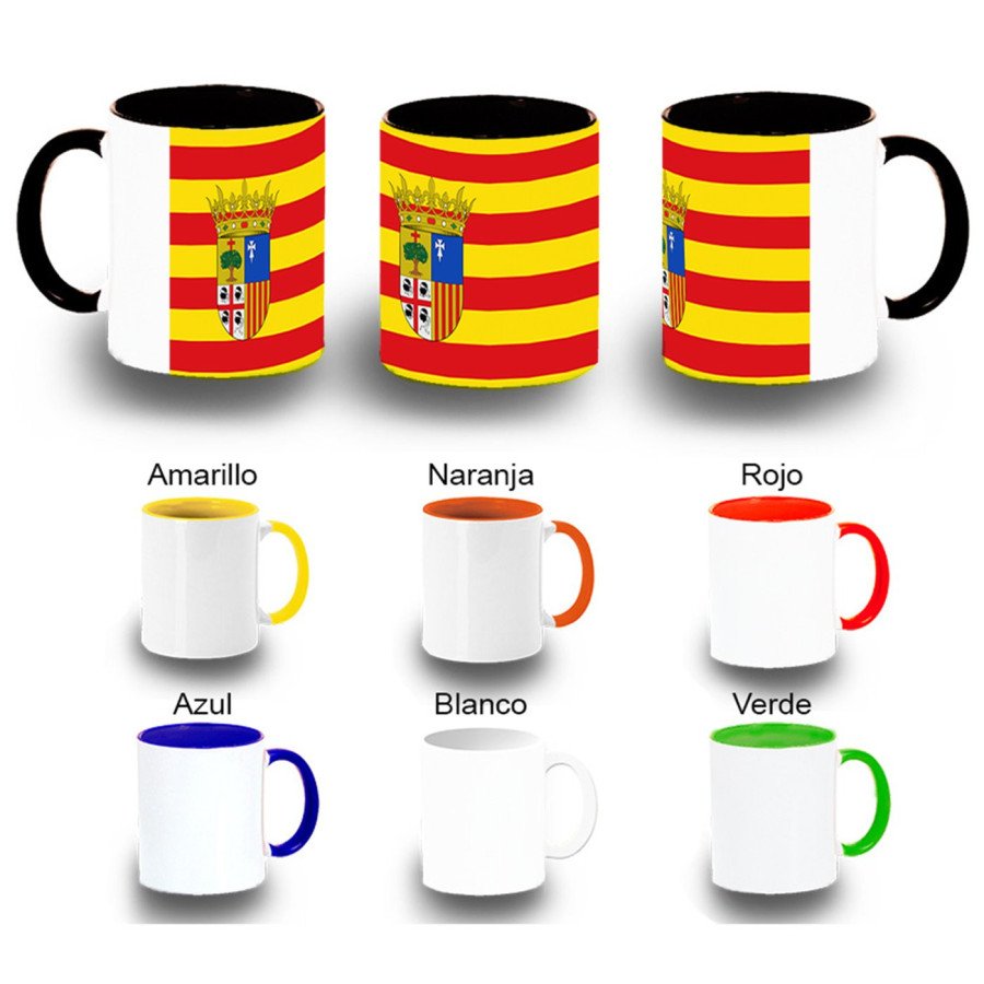 Taza colores bandera de aragon españa comunidad autonoma color personalizada