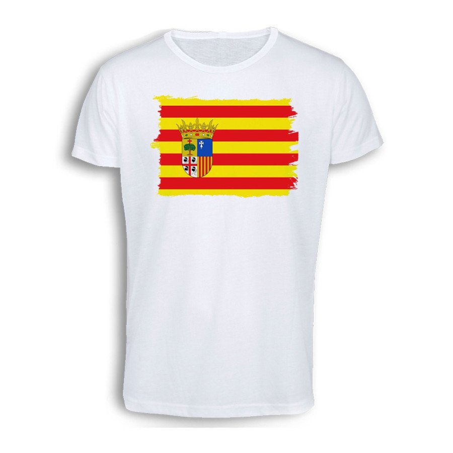 CAMISETA TACTO ALGODÓN bandera de aragon españa comunidad autonoma cómoda personalizada