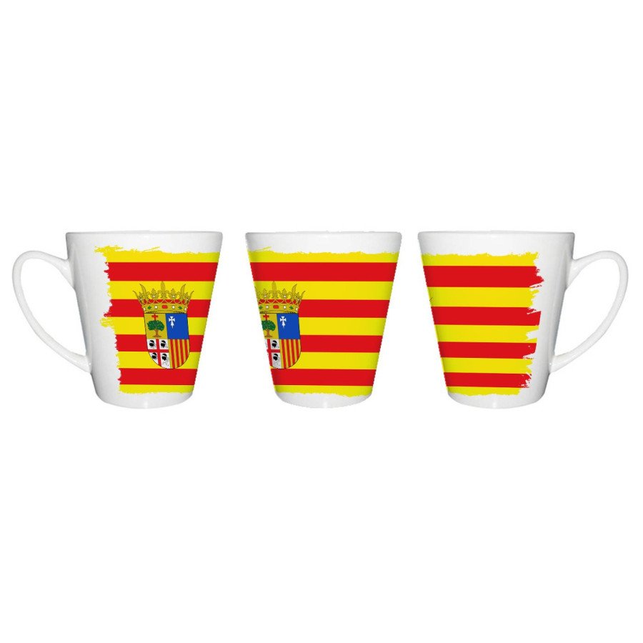 Taza cónica bandera de aragon españa comunidad autonoma conica personalizada