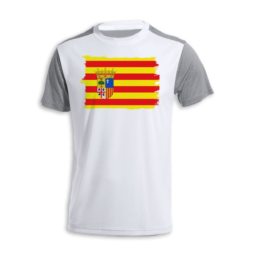 CAMISETA DISEÑO bicolor bandera de aragon españa comunidad autonoma personalizada