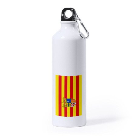 Bidón Grande 800 ml acero inoxidable bandera de aragon españa comunidad autonoma deporte deportivo mosqueton botella