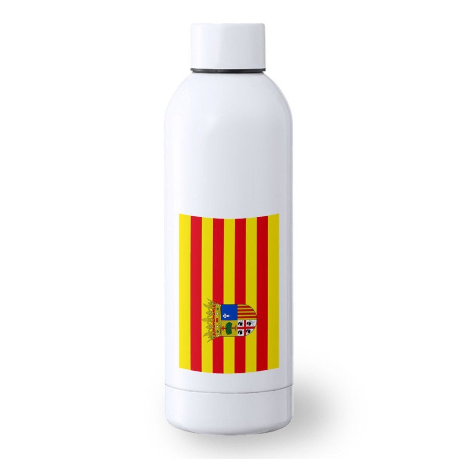 Bidón 500 ml acero inoxidable bandera de aragon españa comunidad autonoma deporte deportivo botella senderismo