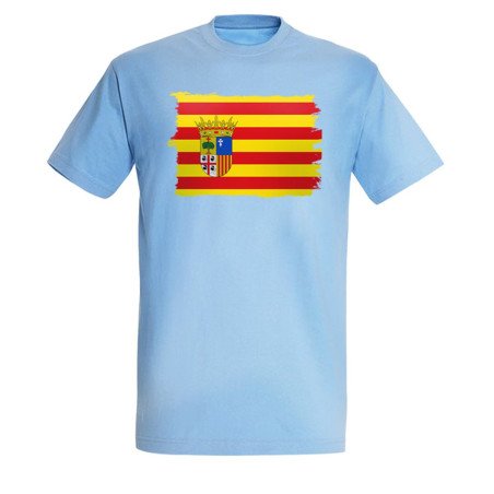 CAMISETA Azul Cielo bandera de aragon españa comunidad autonoma moda verano personalizada
