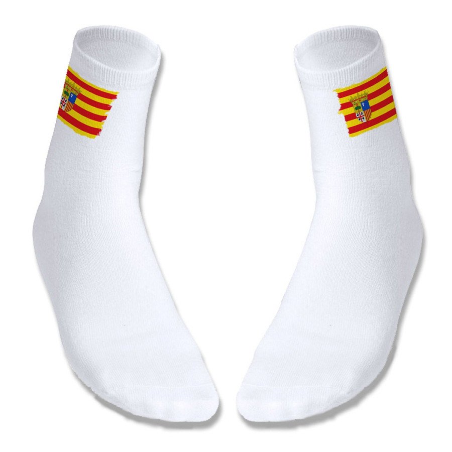 Par de calcetines suaves talla S-M bandera de aragon españa comunidad autonoma deportivos moda poliester