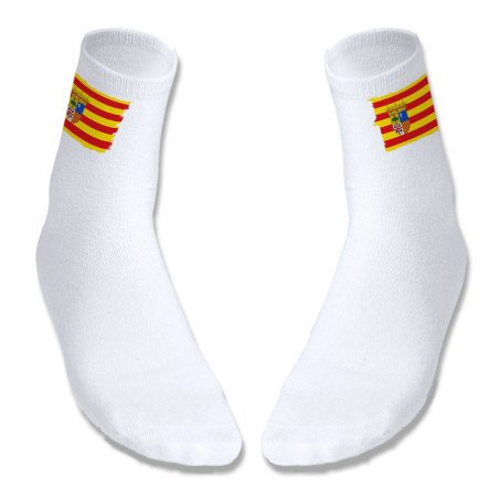 Par de calcetines suaves talla S-M bandera de aragon españa comunidad autonoma deportivos moda poliester