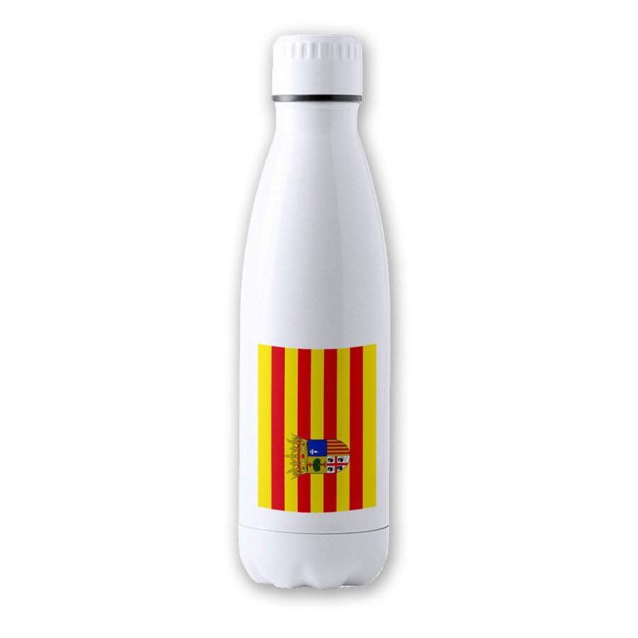 Bidón Térmico aislante 500 ml acero inoxidable bandera de aragon españa comunidad autonoma botella termo deportivo