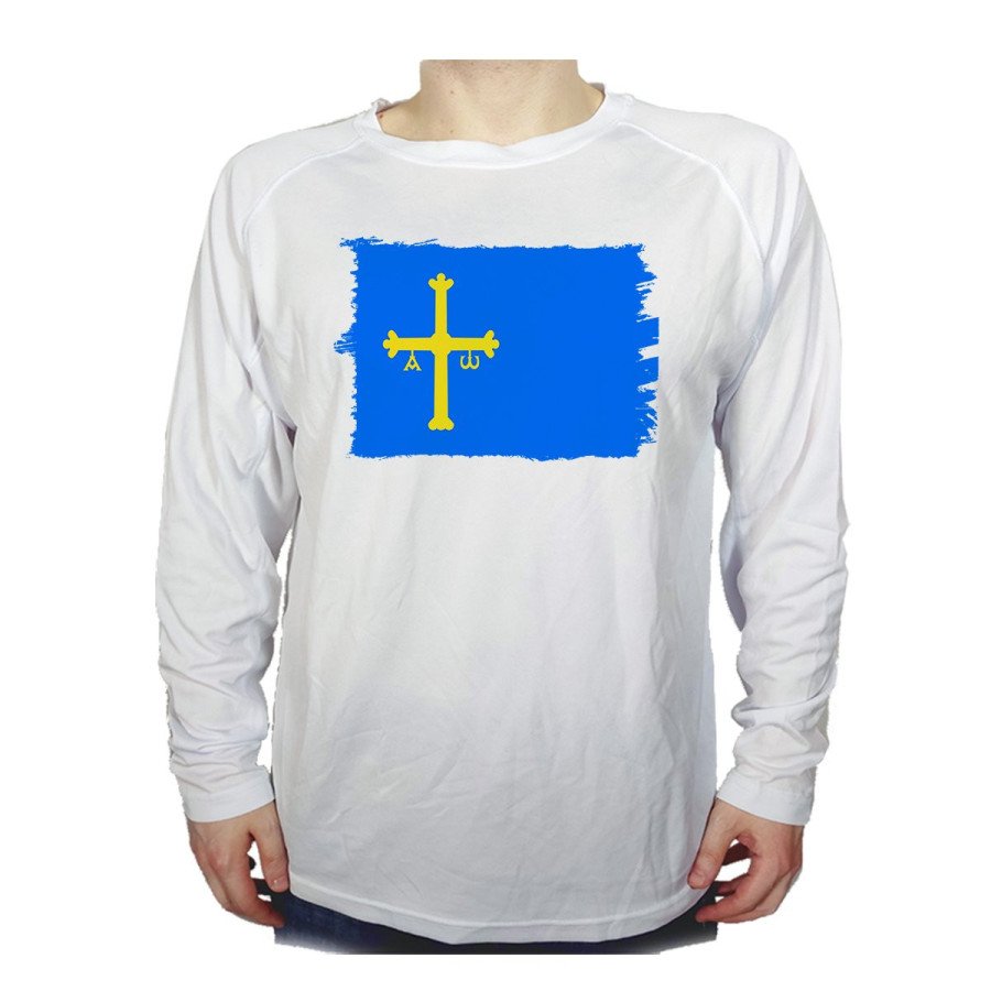 CAMISETA MANGA LARGA bandera de asturias españa comunidad autonoma personalizada