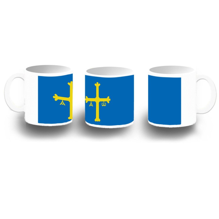 Taza fotoluminiscente bandera de asturias españa comunidad autonoma BRILLA OSCURIDAD