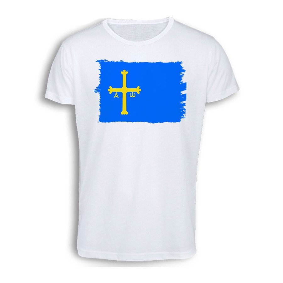 CAMISETA TACTO ALGODÓN bandera de asturias españa comunidad autonoma cómoda personalizada