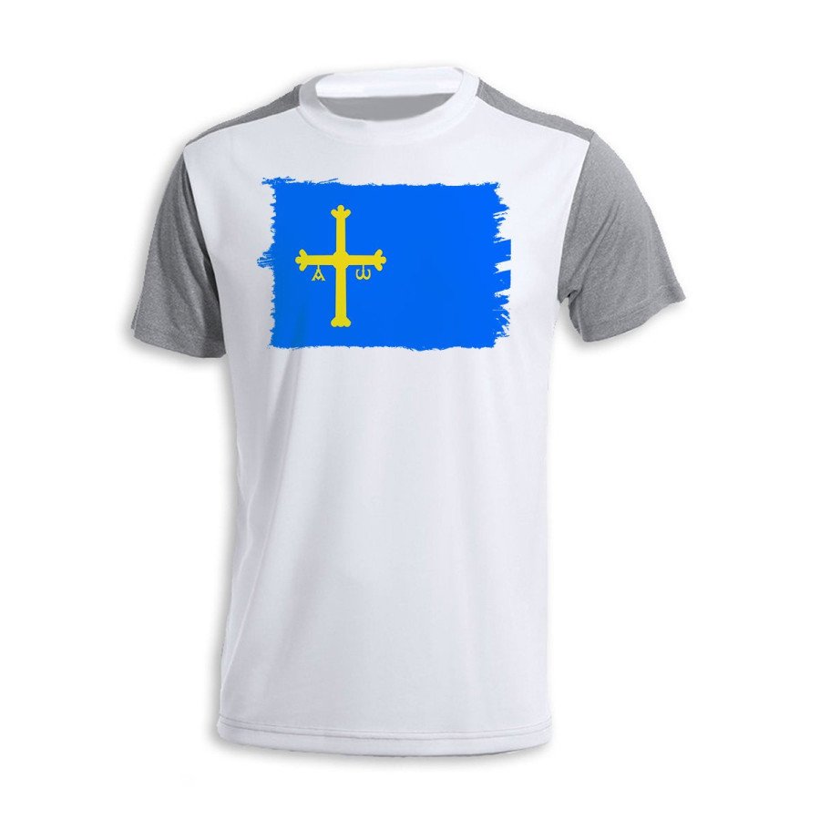 CAMISETA DISEÑO bicolor bandera de asturias españa comunidad autonoma personalizada