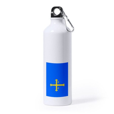 Bidón Grande 800 ml acero inoxidable bandera de asturias españa comunidad autonoma deporte deportivo mosqueton botella