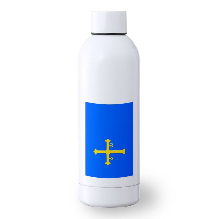 Bidón 500 ml acero inoxidable bandera de asturias españa comunidad autonoma deporte deportivo botella senderismo