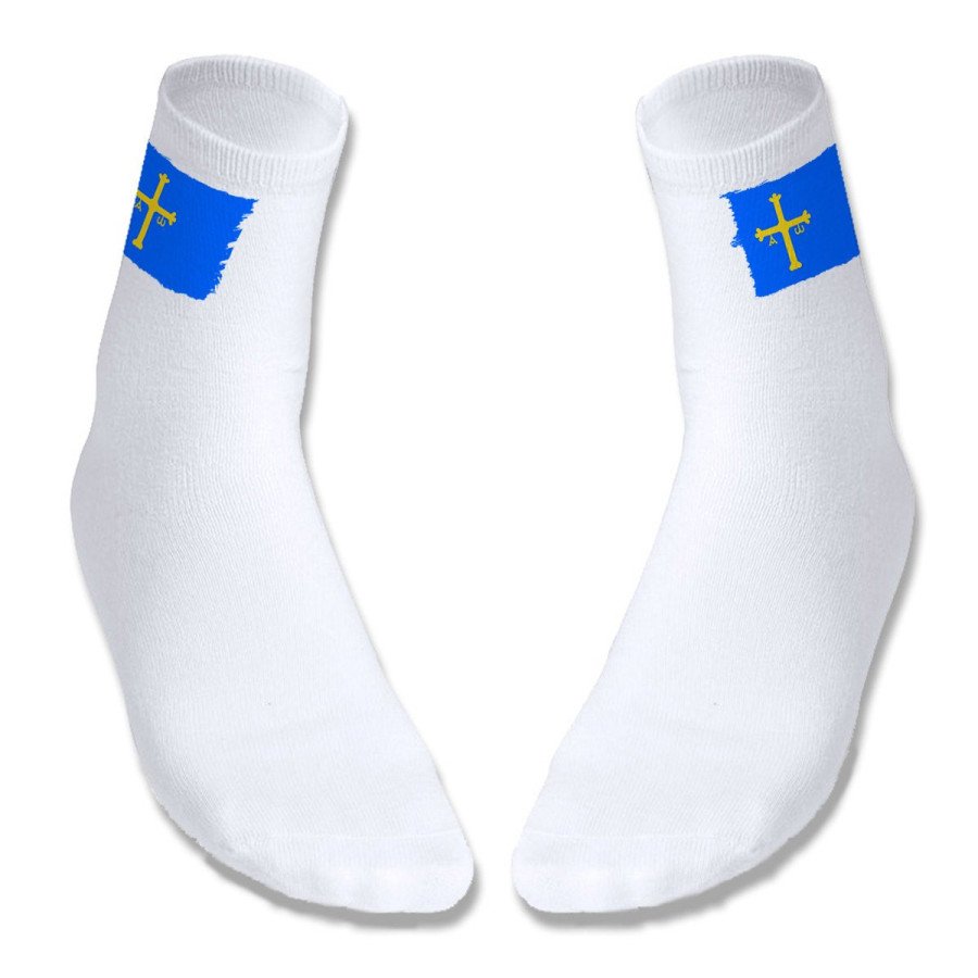 Par de calcetines suaves talla S-M bandera de asturias españa comunidad autonoma deportivos moda poliester