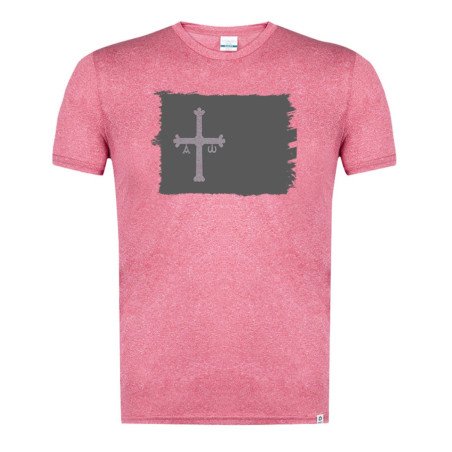 CAMISETA Roja mezcla con imagen en tonalidades NEGRAS bandera de asturias españa comunidad autonoma tshirt