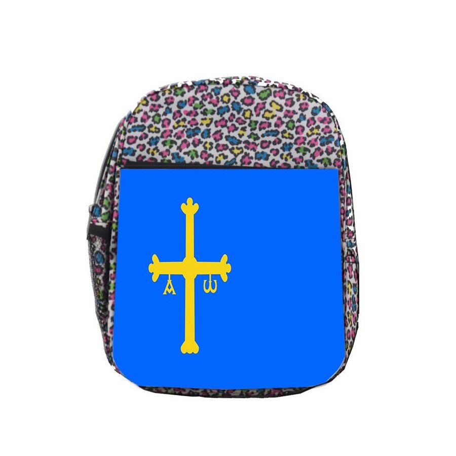 Mochila LUNARES ESTAMPADO bandera de asturias españa comunidad autonoma escolar personalizado picnic excursión deporte