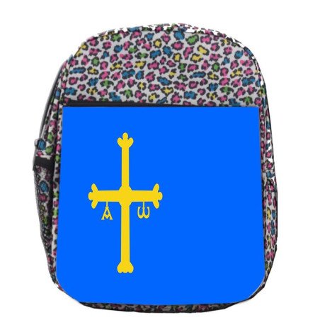Mochila LUNARES ESTAMPADO bandera de asturias españa comunidad autonoma escolar personalizado picnic excursión deporte