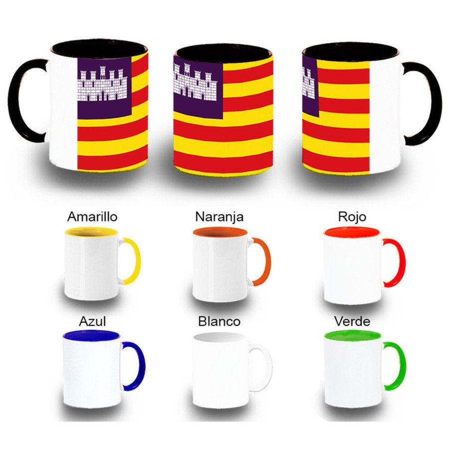 Taza colores bandera de baleares españa comunidad autonoma color personalizada