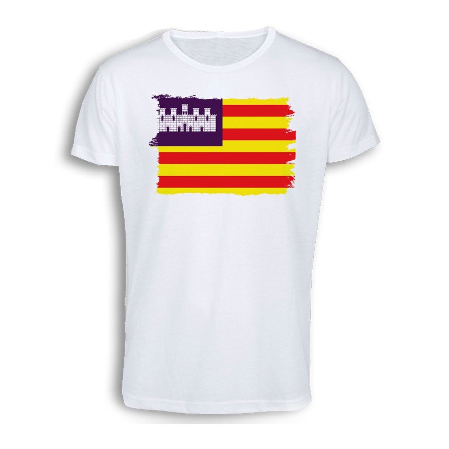 CAMISETA TACTO ALGODÓN bandera de baleares españa comunidad autonoma cómoda personalizada