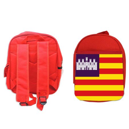 Pack Mochila Roja y Estuche bandera de baleares españa comunidad autonoma material escolar