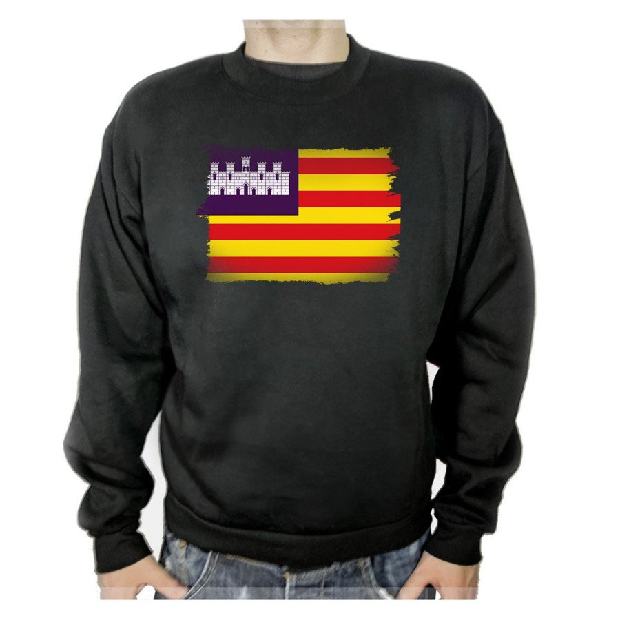 SUDADERA NEGRA bandera de baleares españa comunidad autonoma adulto poliester algodón personalizada