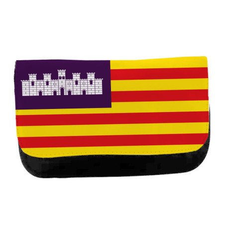 Estuche Neceser de lona bandera de baleares españa comunidad autonoma unisex negro bolsa aseo multiusos