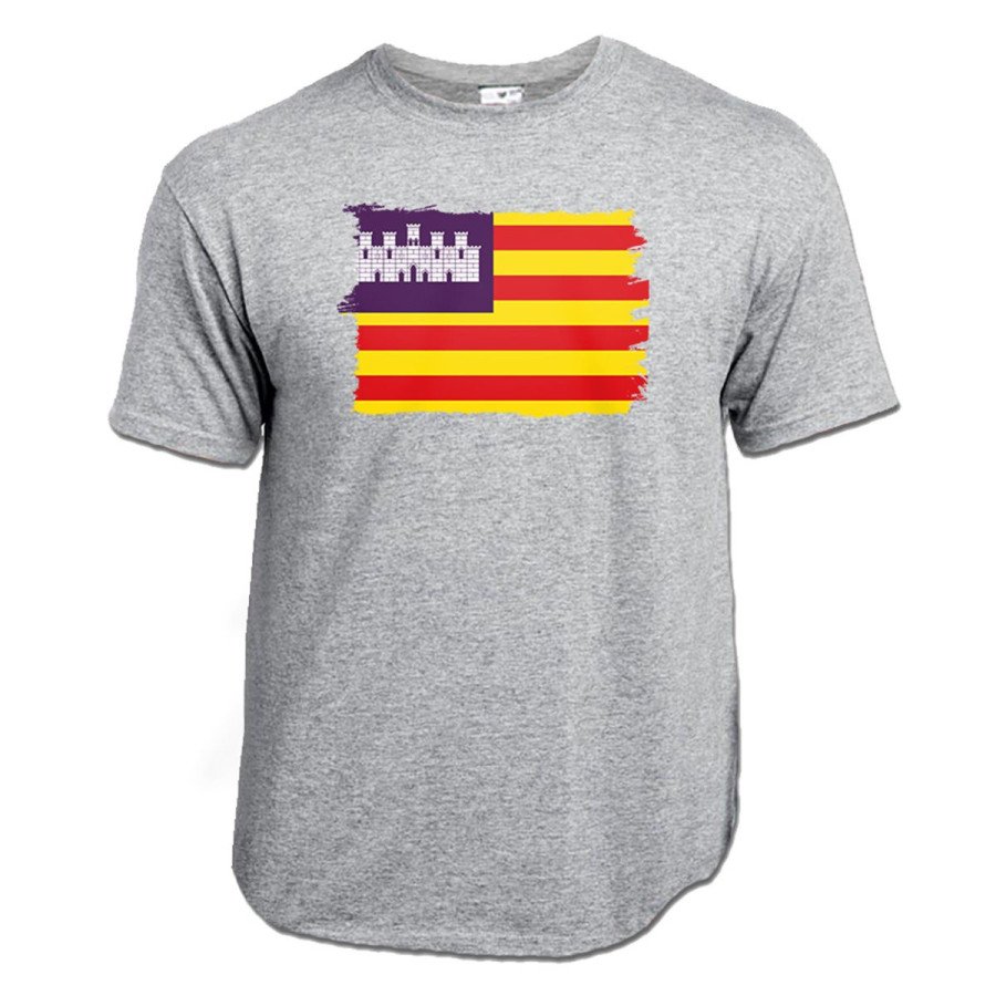 CAMISETA Gris mezcla bandera de baleares españa comunidad autonoma moda verano personalizada