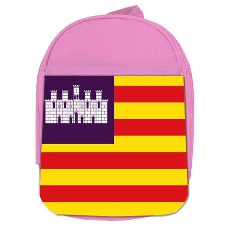 Mochila Rosa bandera de baleares españa comunidad autonoma escolar personalizado picnic excursión deporte