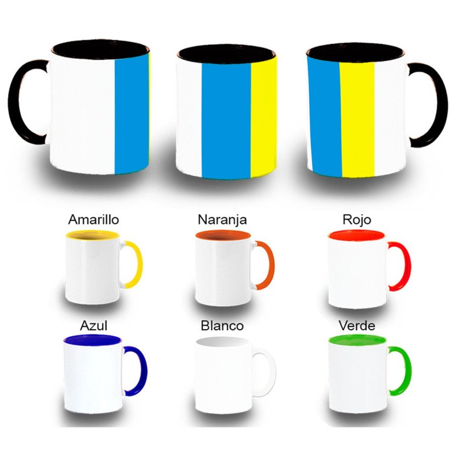 Taza colores bandera de canarias españa comunidad autonoma color personalizada