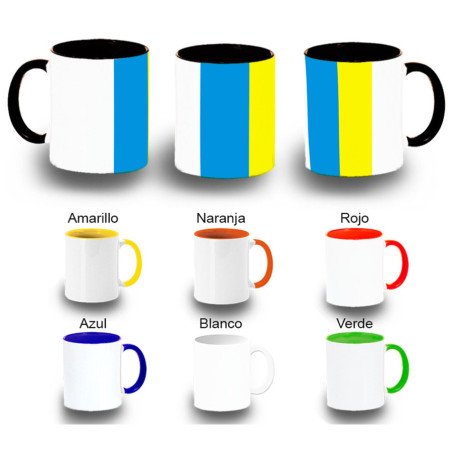Taza colores bandera de canarias españa comunidad autonoma color personalizada