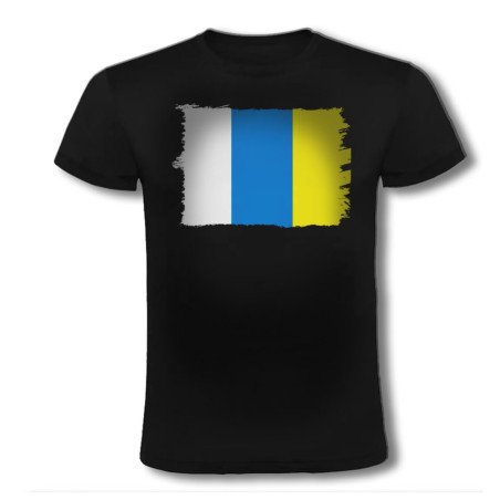 CAMISETA NEGRA bandera de canarias españa comunidad autonoma moda verano personalizada