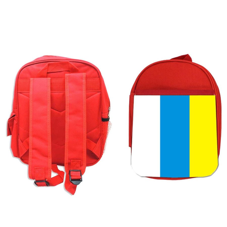 Mochila Roja bandera de canarias españa comunidad autonoma escolar personalizado