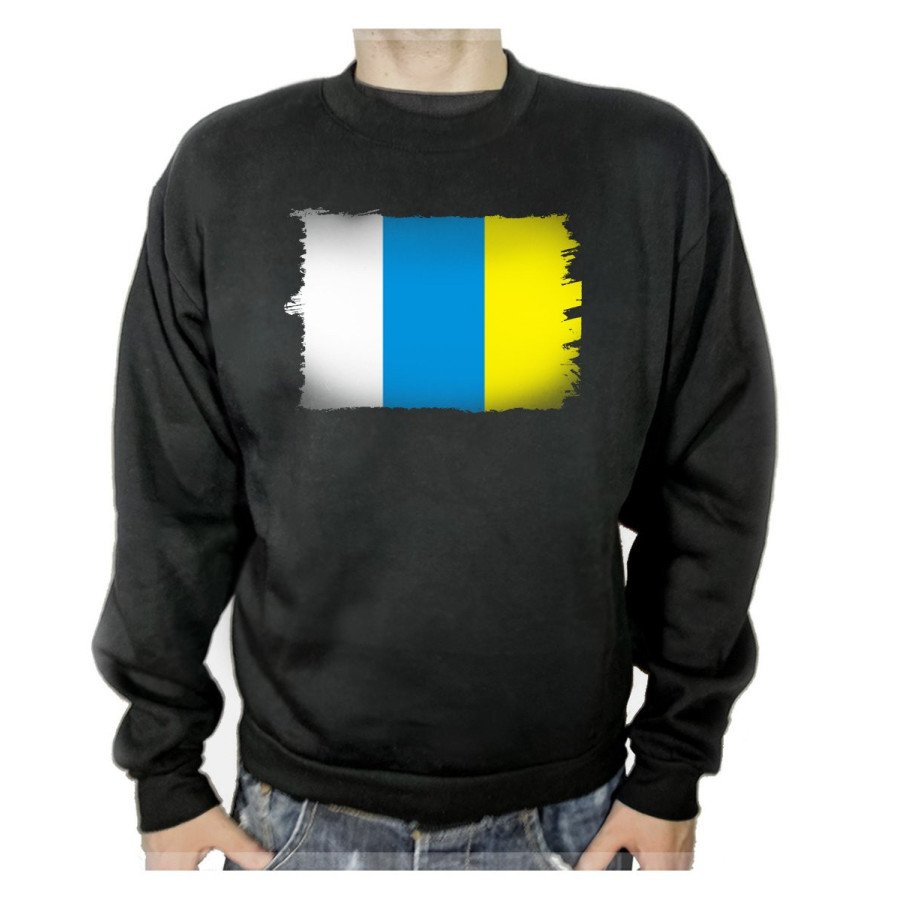 SUDADERA NEGRA bandera de canarias españa comunidad autonoma adulto poliester algodón personalizada