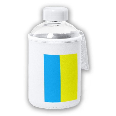 Bidón cristal con Funda soft shell bandera de canarias españa comunidad autonoma tapon seguridad botella