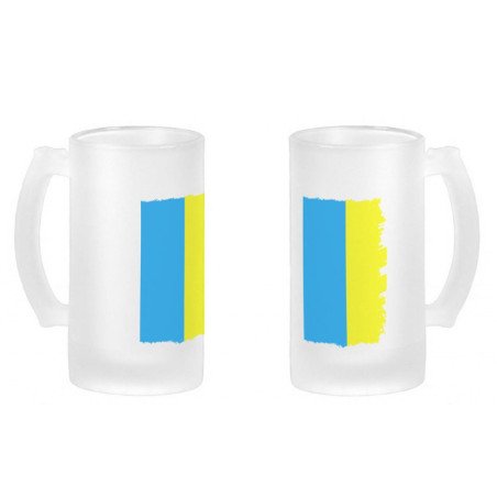 Jarra cerveza cristal bandera de canarias españa comunidad autonoma esmerilada esmerilado 500ml