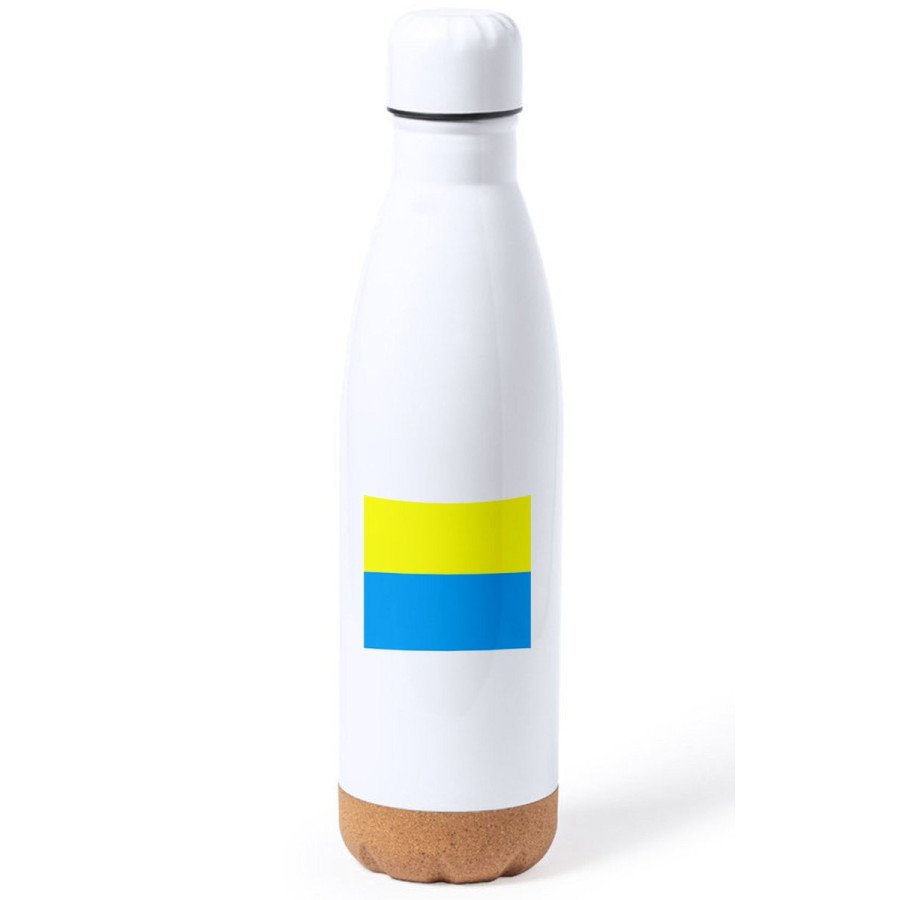 Bidón 750 ml acero inoxidable adorno de corcho bandera de canarias españa comunidad autonoma tapon botella