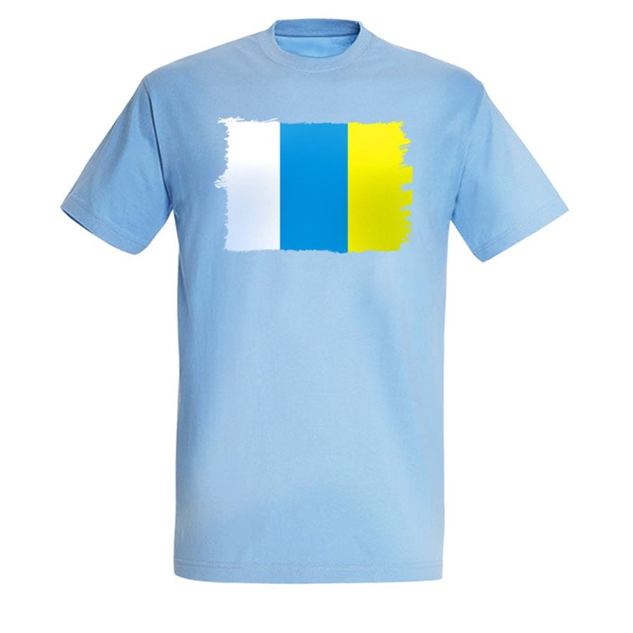 CAMISETA Azul Cielo bandera de canarias españa comunidad autonoma moda verano personalizada