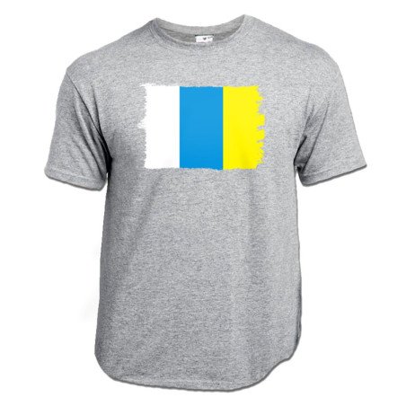 CAMISETA Gris mezcla bandera de canarias españa comunidad autonoma moda verano personalizada