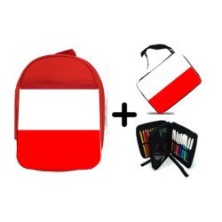 Pack Mochila Roja y Estuche bandera de cantabria españa comunidad autonoma material escolar