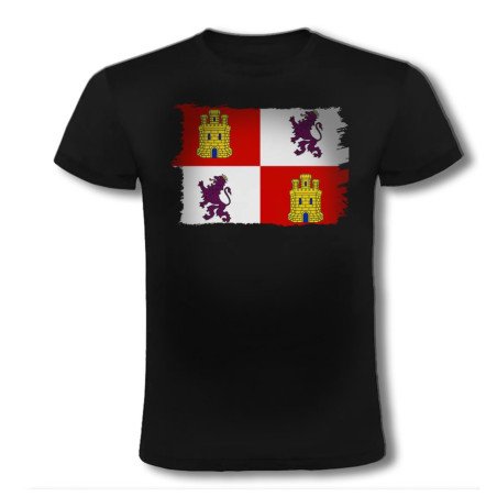 CAMISETA NEGRA bandera de castilla y leon españa comunidad autonoma moda verano personalizada
